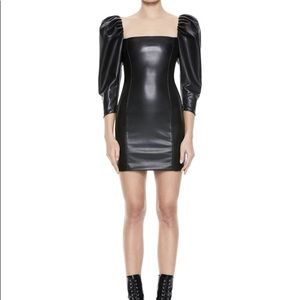 Alice & Olivia Frances Vegan Leather Mini Dress